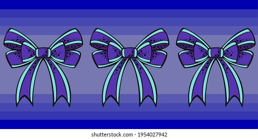 Seamless pattern, border of blue bows
