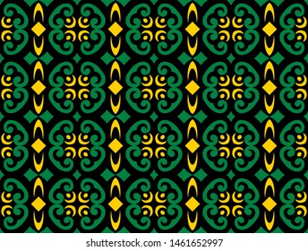 seamless pattern of borneo batik style. traditional Indonesian fabric motif. vector design inspiration. Creative textile background for fashion or cloth. culture motif of dayak