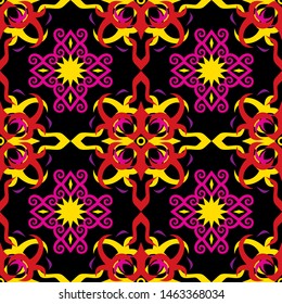 seamless pattern of borneo batik style. traditional Indonesian fabric motif. vector design inspiration. Creative textile background for fashion or cloth. culture motif of dayak. red and magenta color