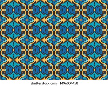 seamless pattern of borneo batik style. traditional Indonesian fabric motif. vector design inspiration. Creative textile background for fashion or cloth. culture motif of dayak