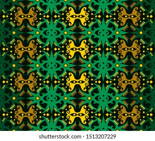 Seamless pattern of borneo batik. Traditional Indonesian fabric motif. vector design inspiration. Creative textile background for fashion or cloth. culture motif of dayak