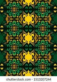 Seamless pattern of borneo batik. Traditional Indonesian fabric motif. vector design inspiration. Creative textile background for fashion or cloth. culture motif of dayak