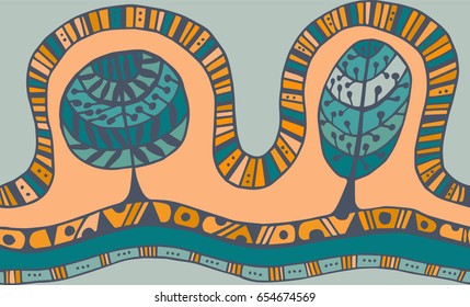 Seamless pattern with botanic texture in doodle style.