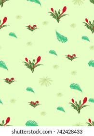 Seamless pattern with botanical background and leaves.floral vector illustration