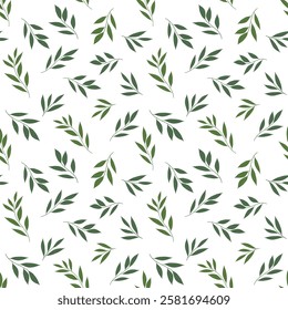 seamless pattern botanical design with leaves and branches Vintage seamless pattern with spring floral branches, charming delicate wallpaper, for print, fabric, decor, background