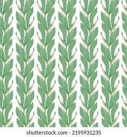 Seamless pattern of botanical doodle green leaf branches. Floral vector illustration for postcard, print, posters vintage design.
