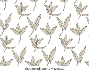 Patrón sin foco con elemento botánico. Fondo vector dibujado a mano.