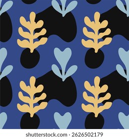 Seamless pattern in botanical fashion style. Cute abstract flowers print design wallpaper clip art wall art for home decoration.