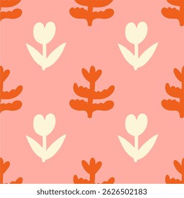 Seamless pattern in botanical fashion style. Cute abstract flowers print design wallpaper clip art wall art for home decoration.