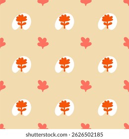 Seamless pattern in botanical fashion style. Cute abstract flowers print design wallpaper clip art wall art for home decoration.