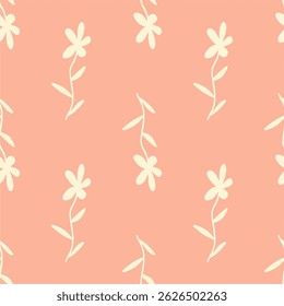 Seamless pattern in botanical fashion style. Cute abstract flowers print design wallpaper clip art wall art for home decoration.