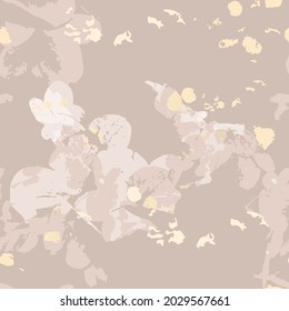 SEAMLESS PATTERN botanical floral abstract  motifs in nude beige  pastel color palette. Tender soft feminine chic background  