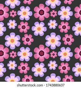 Seamless pattern botanical flowers background.
