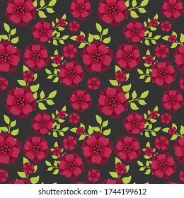 Seamless pattern botanical flowers and leaves background.
