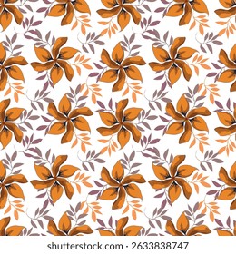 Plano de fundo de flores e folhas botânicas sem costura