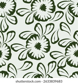 Nahtloses Muster botanische Blumen und Blätter Hintergrund