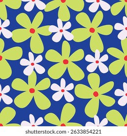 Seamless pattern botanical flowers and leaves background.