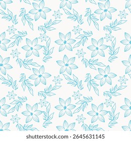 Seamless pattern botanical flowers and leaves background