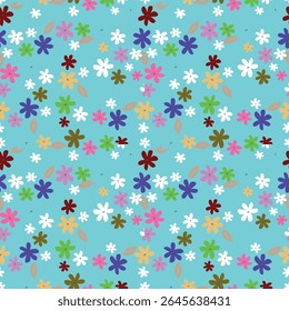 Plano de fundo de flores e folhas botânicas sem costura
