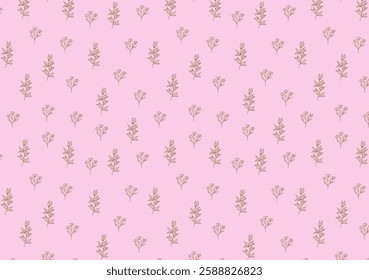 seamless pattern in botany style pink background