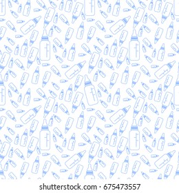 seamless pattern of a bottle for a newborn, contours. vector