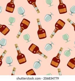 seamless pattern bottles  and  glasses
