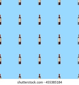 Seamless pattern of bottles of red wine. Vector EPS 10.