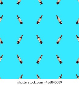 Seamless pattern of bottles of red wine. Vector EPS 10.