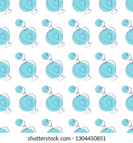Seamless pattern with bottles of woman's perfume. The contour is colorful. Endless textures for clothing design, packaging, fabrics, prints, scrabbooking, blog design and gifts.