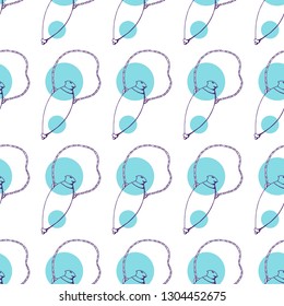 Seamless pattern with bottles of woman's perfume. The contour is colorful. Endless textures for clothing design, packaging, fabrics, prints, scrabbooking, blog design and gifts.