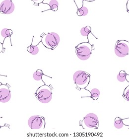 Seamless pattern with bottles of woman's perfume. The contour is colorful. Endless textures for clothing design, packaging, fabrics, prints, scrabbooking, blog design and gifts.