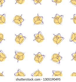 Seamless pattern with bottles of woman's perfume. The contour is colorful. Endless textures for clothing design, packaging, fabrics, prints, scrabbooking, blog design and gifts.