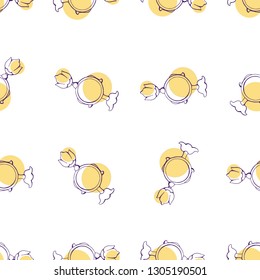 Seamless pattern with bottles of woman's perfume. The contour is colorful. Endless textures for clothing design, packaging, fabrics, prints, scrabbooking, blog design and gifts.