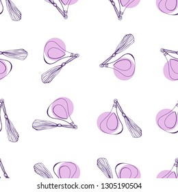 Seamless pattern with bottles of woman's perfume. The contour is colorful. Endless textures for clothing design, packaging, fabrics, prints, scrabbooking, blog design and gifts.