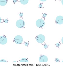 Seamless pattern with bottles of woman's perfume. The contour is colorful. Endless textures for clothing design, packaging, fabrics, prints, scrabbooking, blog design and gifts.