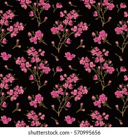 seamless pattern,  bouquet,  cotton, spring flowers, vector graphics, wild flowers, background-16-a