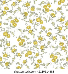 Seamless pattern from bouquet cute floral Traditional ornament yellow floral pattern,Abstract seamless simple floral pattern. Flower pattern. Spring pattern. used for textile, wallpaper, card