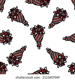 Seamless pattern of a bouquet of flowers isolated on a white background. Vector illustration. Design for Valentines Day, March 8
