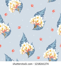 Seamless pattern with bouquet of flowers. Vector hand drawn illustration.