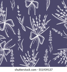Seamless pattern of bouquet of lavender flowers.Floral pattern with Lavender for packing. Stock vector