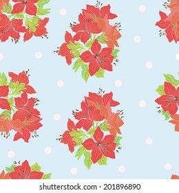 Seamless pattern with bouquet of lilies.