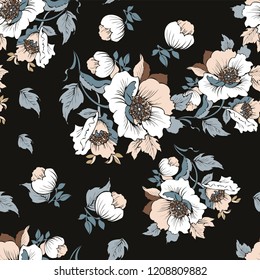 Seamless pattern with a bouquet of poppies for textiles and printing