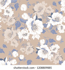 Seamless pattern with a bouquet of poppies for textiles and printing