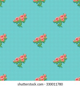 Seamless pattern with a bouquet of roses. Vibrant vintage design. Vector illustration