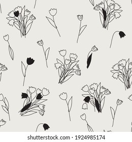 seamless pattern with a bouquet of tulips, vector design for paper, fabric