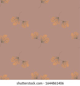 Patrón inoxidable, ramos de flores abstractas sobre fondo marrón. Diseño floral para papel pintado, textil, embalaje. Ilustración del vector