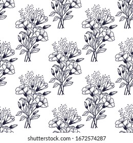 Seamless pattern of bouquets of flowers. EPS10 vector illustration.