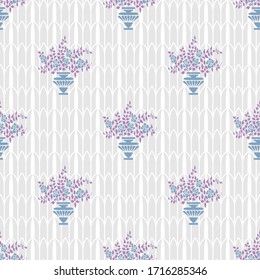 seamless pattern of bouquets of flowers and geometric elements