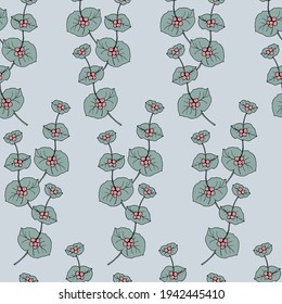 Seamless pattern with bouquets of honeysuckle branches with berries in pastel shades. Vector illustration for design, packaging, wallpaper, fabric, textile, stationery, card, accessories.