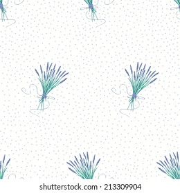 Seamless pattern with bouquets of lavender